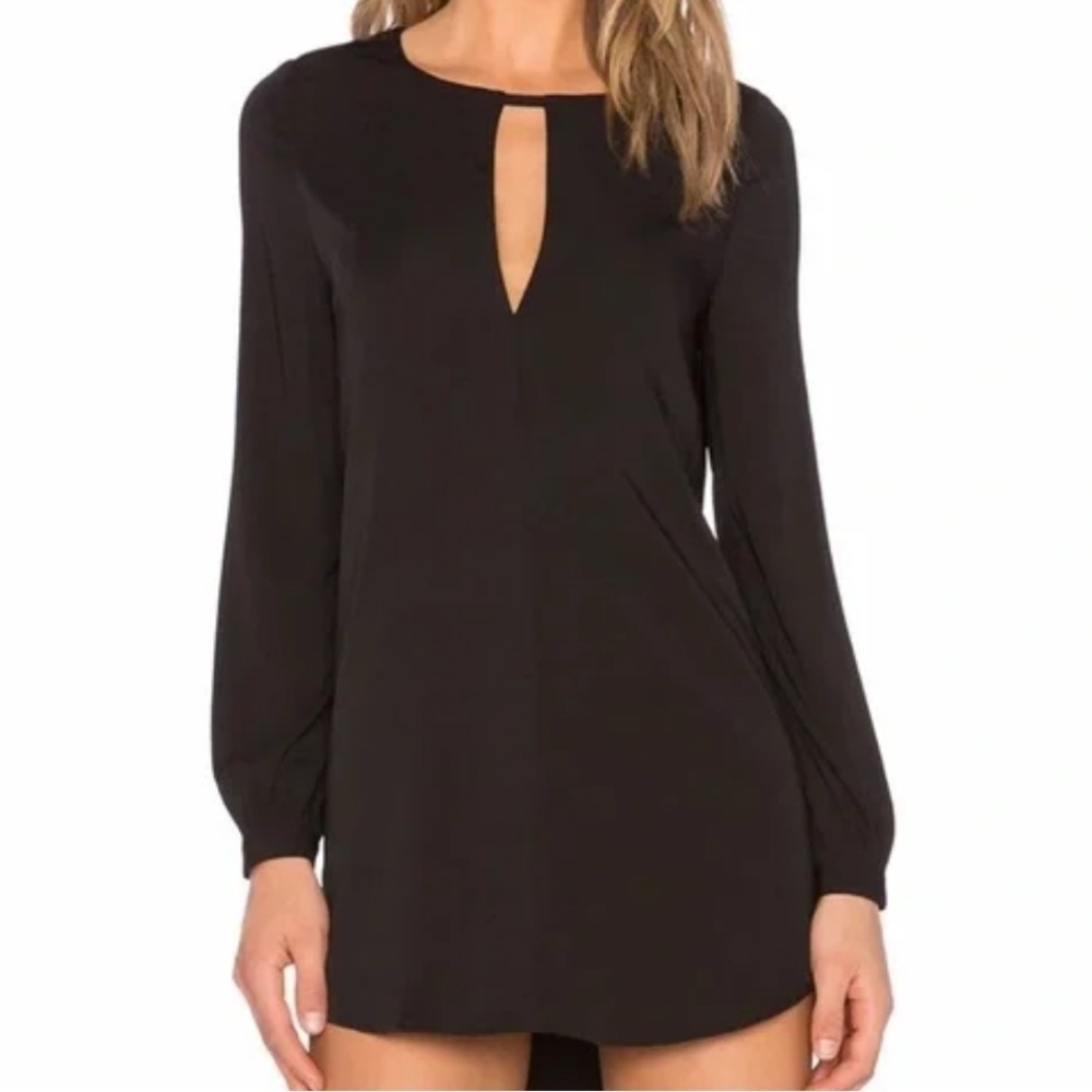 Blaque Label Keyhole Hi Low Shirt Dress XS Mini Club wear Date Night Black